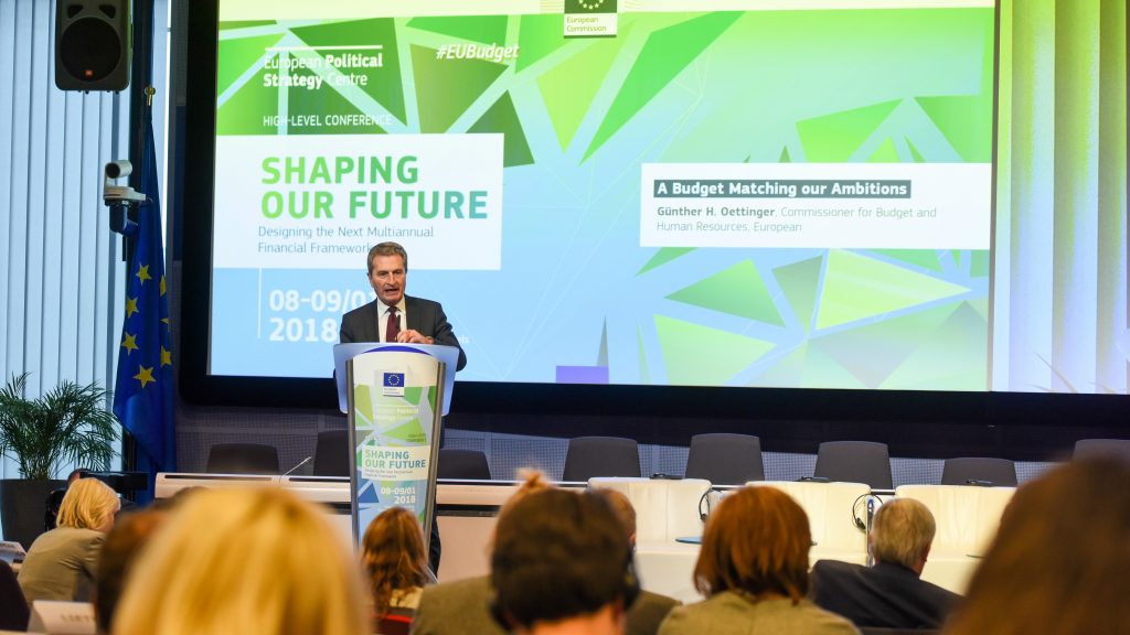 Günther Oettinger, Member of the European Commission in charge of Budget and Human Resources, speaks at a conference on the Multiannual Financial Framework (MFF) in Brussels, 8 January 2018. [© European Union , 2018 / Source: EC - Audiovisual Service]
